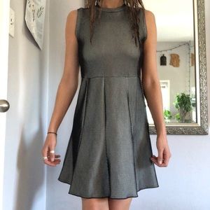 Black & off color mesh high neckline dress